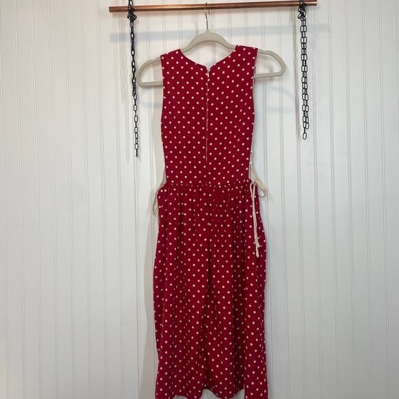 Clothes By American Two Shot Red Polka Dot Lace Up Side Cut Out Dress Size S - Picture 2 of 8